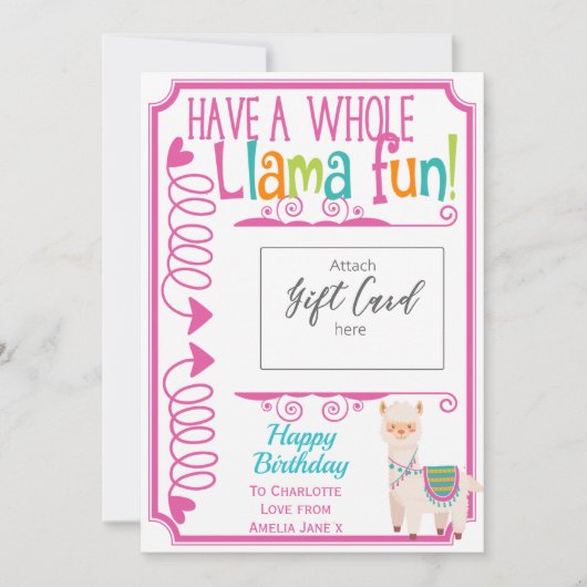 ハッピーバースデーラマおもしろいギフトカードホルダー (正面)