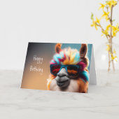 ハッピーバースデーラマおもしろいユーモア誰でも カード (黄色い花)