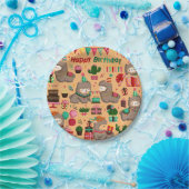 ハッピーバースデーラマ模様 ペーパープレート (パーティー)