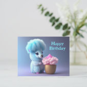 ハッピーバースデーラマ食べ物のカップケーキ ポストカード (スタンド正面)