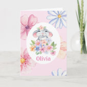 ハッピーバースデーリトルかわいらしマウス（ピンクカード） カード (正面)