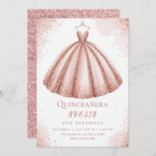 ハッピーバースデーリトルプリンセス城 招待状 (正面/裏面)