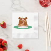 ハッピーバースデーリトル・ベア!!紙ナプキン 縁ありカクテルナプキン (インサイチュ)