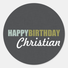 ハッピーバースデーリネングレー ラウンドシール