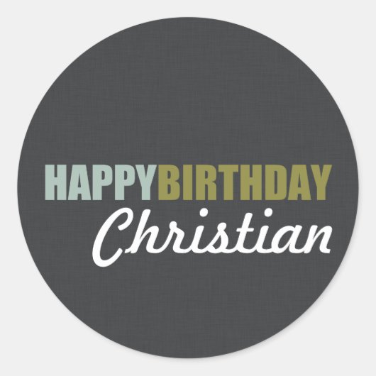 ハッピーバースデーリネングレー ラウンドシール (正面)