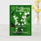 ハッピーバースデーリリーオブザバレーメイ誕生花 カード (黄色い花)
