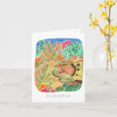 ハッピーバースデーレイジーリザードデザートランドスケープカード カード (黄色い花)