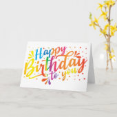 ハッピーバースデーレインボーカラー カード (黄色い花)