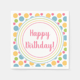 ハッピーバースデーレインボーカラー スタンダードカクテルナプキン