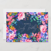 ハッピーバースデーレインボーガーデンフローラネイビー カード (正面)