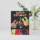 ハッピーバースデーレインボーギターピアノ | ポストカード (スタンド正面)