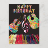 ハッピーバースデーレインボーギターピアノ | ポストカード (正面)