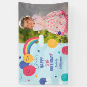 ハッピーバースデーレインボーバルーンカスタム文字 横断幕 (縦)
