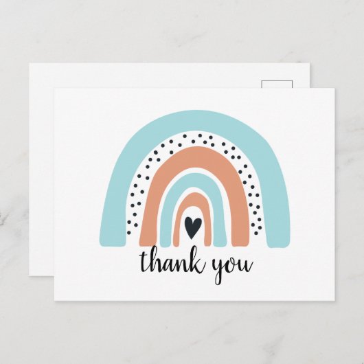 ハッピーバースデーレインボーブルーピンク ポストカード (正面/裏面)