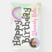 ハッピーバースデーレインボーベビーガールのかわいい写真 横断幕 (縦)