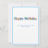 ハッピーバースデーレインボーユニコーンケーキスターズグリッター カード (裏面)