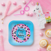 ハッピーバースデーレオパードフロートスプラッシュカスタムエージ ペーパープレート (パーティー)