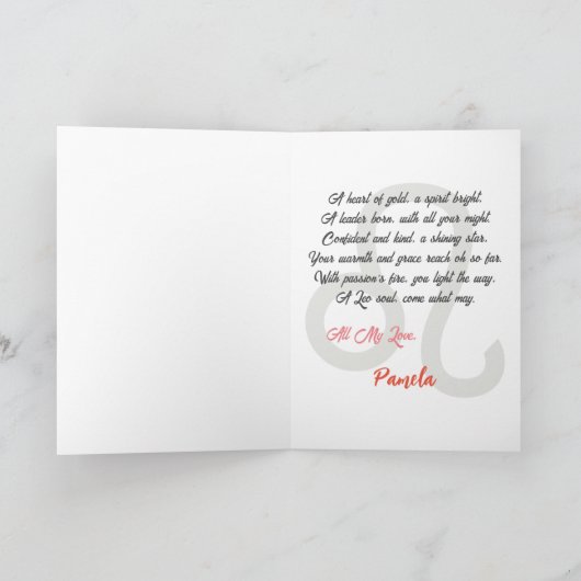 ハッピーバースデーレオ〔占星術の〕十二宮図デザイン カード (内部)