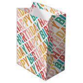 ハッピーバースデーレカラフルインボー ミディアムペーパーバッグ (正面アングル)