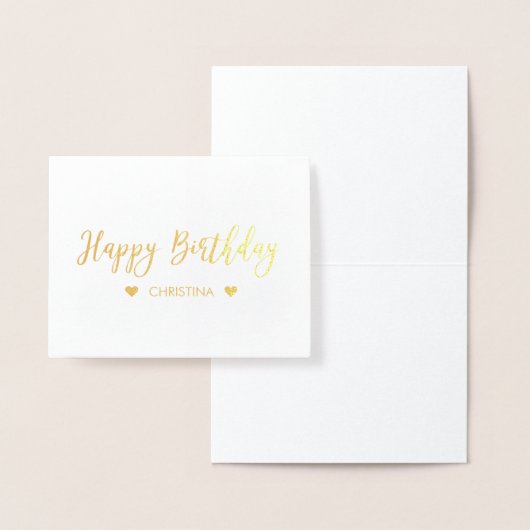 ハッピーバースデーレタリング金箔グリーティングカード 箔カード (ディスプレー)