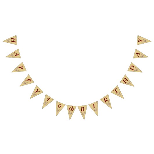 ハッピーバースデーレッドアウトラインストリメントチアヘッドアントラー バンティングフラッグ (全)