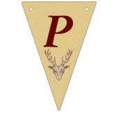 ハッピーバースデーレッドアウトラインストリメントチアヘッドアントラー バンティングフラッグ (第3の旗)