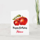 ハッピーバースデーレッドアップル水カラーカード カード (正面)