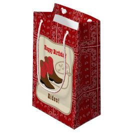 ハッピーバースデーレッドカウボーイブーツ&バンドナ スモールペーパーバッグ