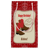 ハッピーバースデーレッドカウボーイブーツ&バンドナ スモールペーパーバッグ (正面)