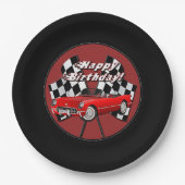 ハッピーバースデーレッドスポーツカー紙プレート ペーパープレート (正面)