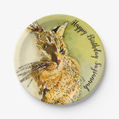 ハッピーバースデーレッドタブビーキャットウィスカーズウォーター色 ペーパープレート (正面)