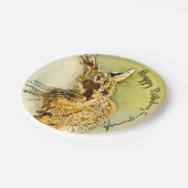 ハッピーバースデーレッドタブビーキャットウィスカーズウォーター色 ペーパープレート (アングル)