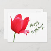 ハッピーバースデーレッドチューリップミニマルフローラボーホ ポストカード (正面/裏面)