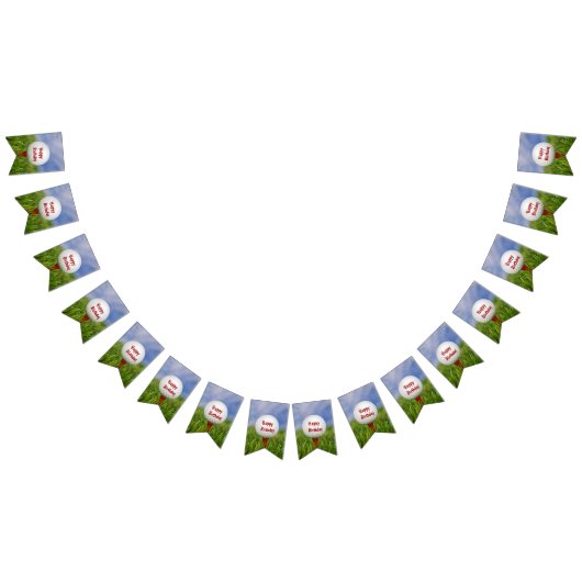 ハッピーバースデーレッドティーにゴルフボール バンティングフラッグ (全)