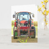 ハッピーバースデーレッドトラクタカード カード (黄色い花)