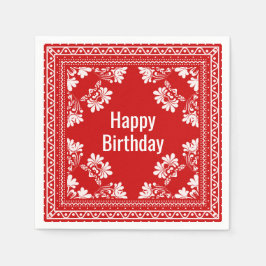 ハッピーバースデーレッドバンダナ スタンダードカクテルナプキン