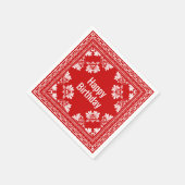 ハッピーバースデーレッドバンダナ スタンダードカクテルナプキン (角)