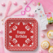 ハッピーバースデーレッドバンダナ ペーパープレート (パーティー)