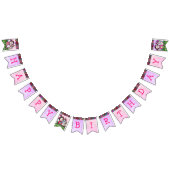 ハッピーバースデーレッドピンクとパープルユニコーン妖精 バンティングフラッグ (全)