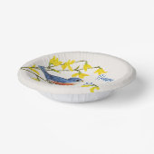 ハッピーバースデーレッドブルーバードブランチかわいらし花 ペーパーボウル (傾斜あり)