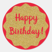 ハッピーバースデーレッドミニマルシンプル ラウンドシール (正面)