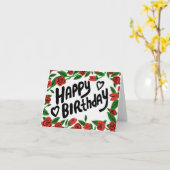 ハッピーバースデーレッドローゼフレームカスタマイズフローラIt カード (黄色い花)