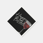 ハッピーバースデーレッドワインオンブラック スタンダードカクテルナプキン (角)