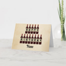 ハッピーバースデーレッドワインボトルカスタマイズ カード