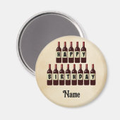 ハッピーバースデーレッドワインボトルカスタマイズ マグネット (正面/裏面)