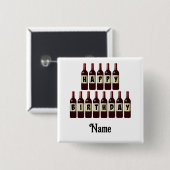 ハッピーバースデーレッドワインボトルカスタマイズ 缶バッジ (正面&裏面)