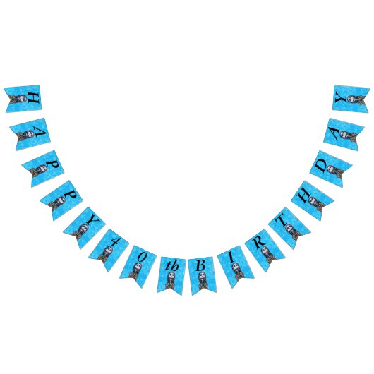 ハッピーバースデーレディースケルトンストライプのケープアクア バンティングフラッグ (全)