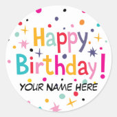 ハッピーバースデーレトロカスタマイズ ラウンドシール (正面)