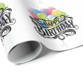 ハッピーバースデーレトロカードバルーン ラッピングペーパー (ロールコーナー)