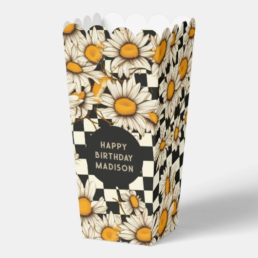 ハッピーバースデーレトログルーヴィデイジーチェッカーボード フェイバーボックス (正面)